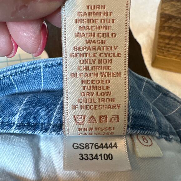 Jen7 For All Mankind Cropped Wide Leg Jeans Blue Pinstripe Stretch Denim Size 8 - Picture 10 of 10